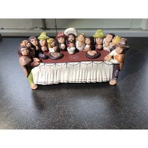 Last Supper Apostles Jesus Pottery Peruvian Religious FolkArt Figure DecorEaster